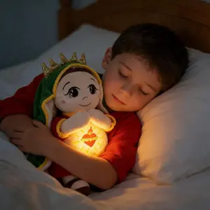 Maria Blue Breathing Jesus Doll Remote Control Lighting Music Sleep Companion Easter Plush Toy  Boy And Girl Christmas Gifts for