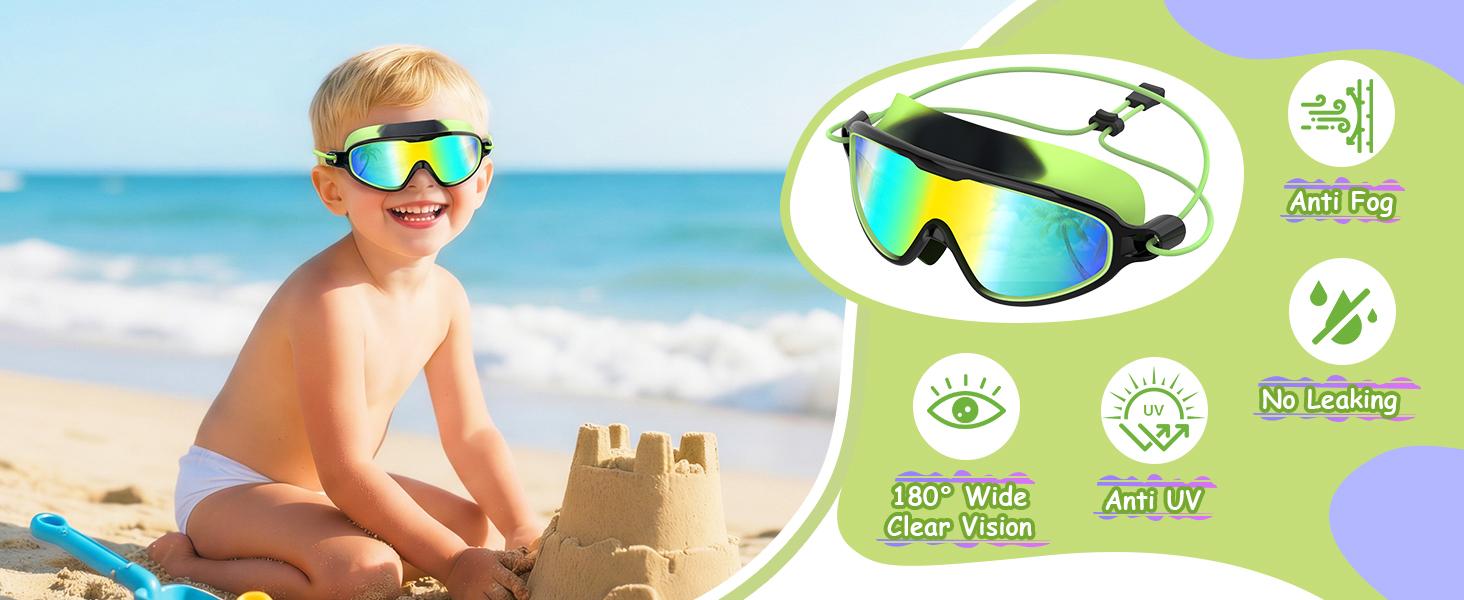 Aegend 2-Pack Kids Swim Goggles, Bungee Strap, No Leaking, Anti-Fog, Quick Adjust, Youth Fit for Ages 6-14, Summer Use Aegend 2-Pack Kids Swim Goggles, Bungee Strap, No Leaking, Anti-Fog, Quick Adjust, Youth Fit for Ages 6-14, Summer Use