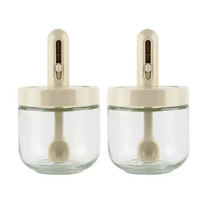 KAWASIMAYA All-in-One Spoon & Lid Condiment Salt Jar Canister 275ml*2 KAWASIMAYA All-in-One Spoon & Lid Condiment Salt Jar Canister 275ml*2