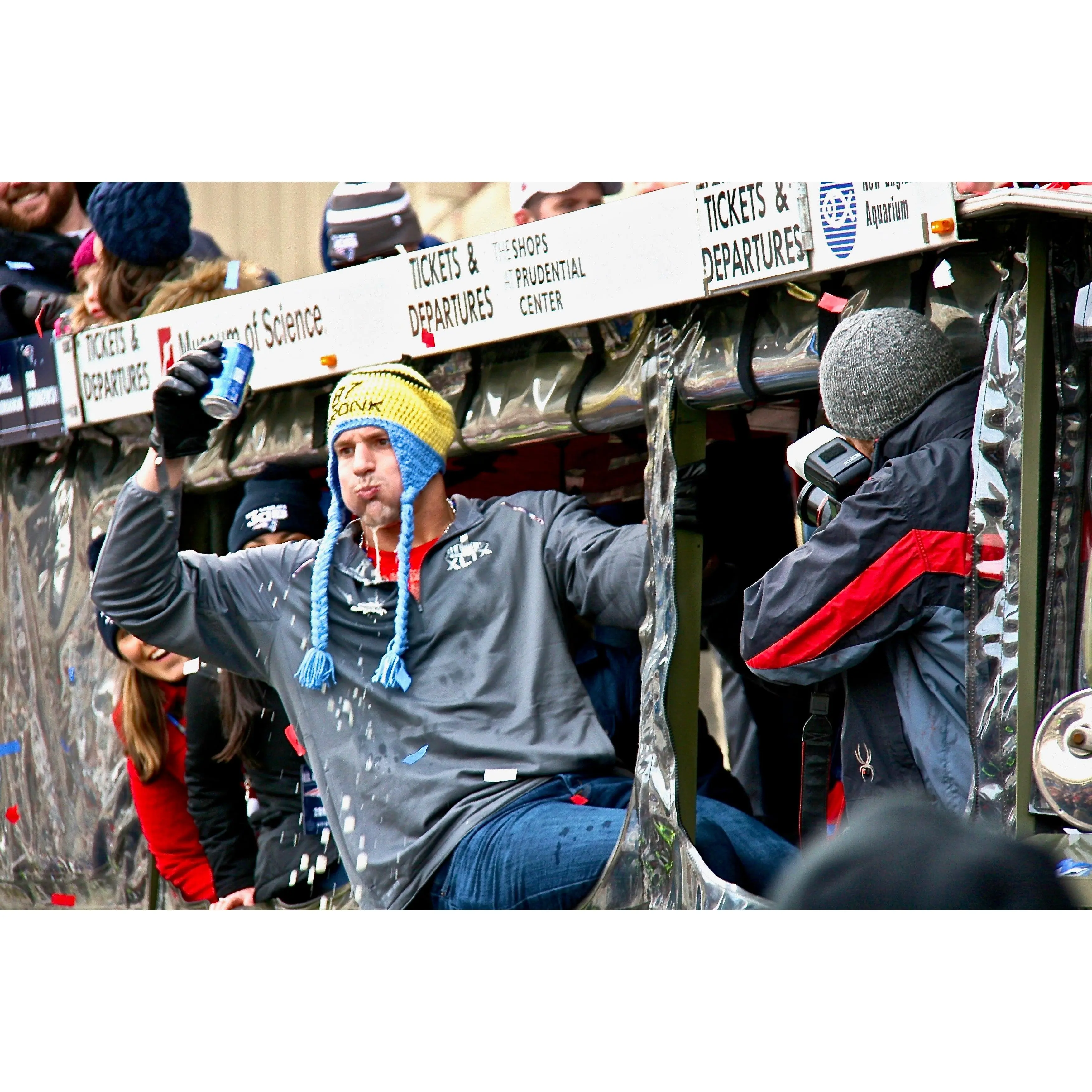 Rob Gronkowski at 2015 Super Bowl Parade, Boston, Massachusetts.