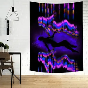 1pc Phantom Body Art Print Tapestry, Wall Decor, Ins Style, Polyester Hanging Wall Tapestry, Living Room Bedroom Office Wall Decoration, Dorm, Home Decor, Party Decor, Rectangle Kitchen Wall Hanging Cloth With Drape, Including 3 Wall Nails And 2 Clips out