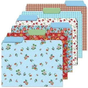 Mary Engelbreit File Folders - Set of 24 File Folders with Staggered Tabs - 6 Designs - Graphic Floral Print - Office Supplies - Letter Size - 9 ½ x 11 ¾ Inches
