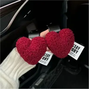 2pcs Creative Plush Heart Car Hooks, Large Heart Design, Multi-Functional Storage, Durable Plastic, Universal Vehicle Use, Car Interior Accessories Girls, Car Accessories Women
