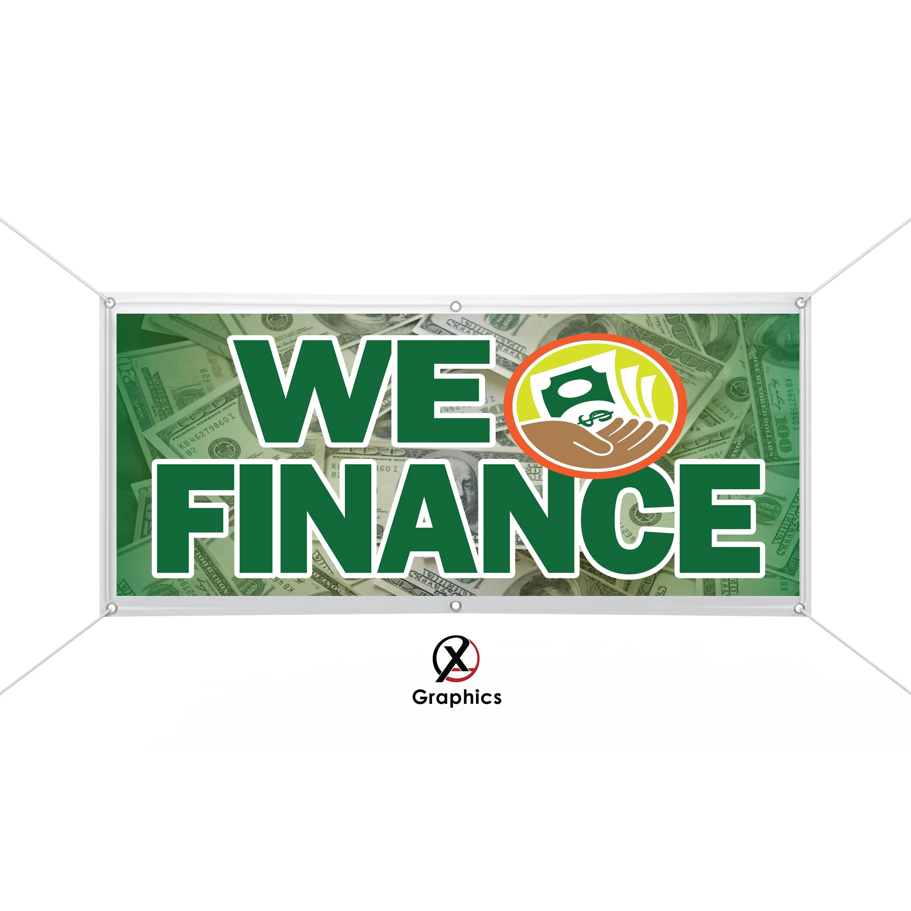 We Finance Vinyl Banner advertising Sign Full color any size Indoor Outdoor Advertising Vinyl Sign With Metal Grommets Financing