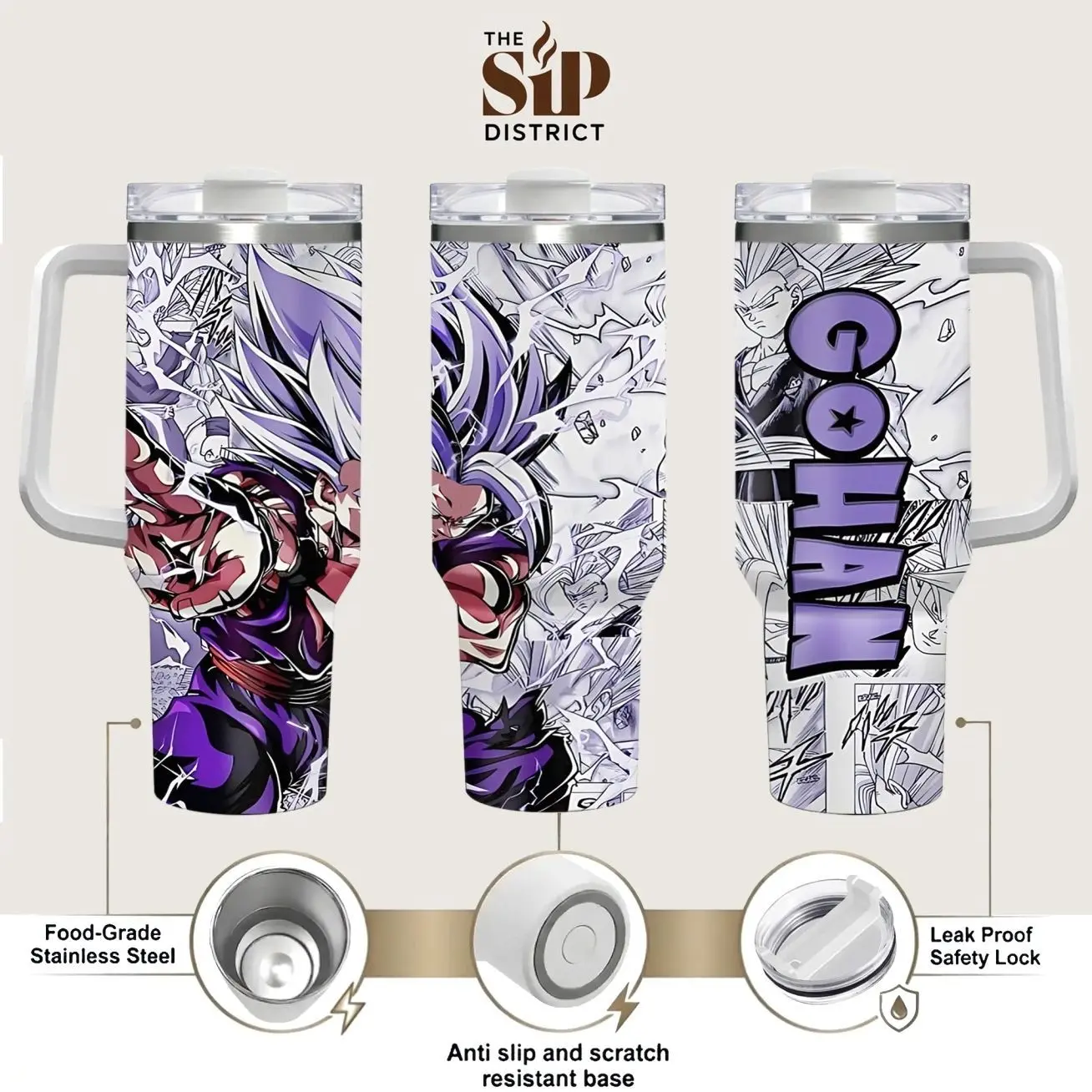 The Sip District. Gohan Beast 20oz 40oz Handle Tumbler – Saiyan Warrior Stainless Steel Travel Mug, Anime Inspired Vacuum Insulated Cup, Large Iced Coffee Tumbler, Manga Fighter Drinkware, Otaku Gift for Him Her