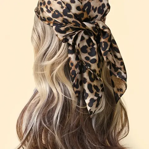 Women's Classic Rust Leopard Print Lightweight Breathable Material Headscarf Shawl for All Seasons, Stylish & Versatile Accessory, Scarf for Hair