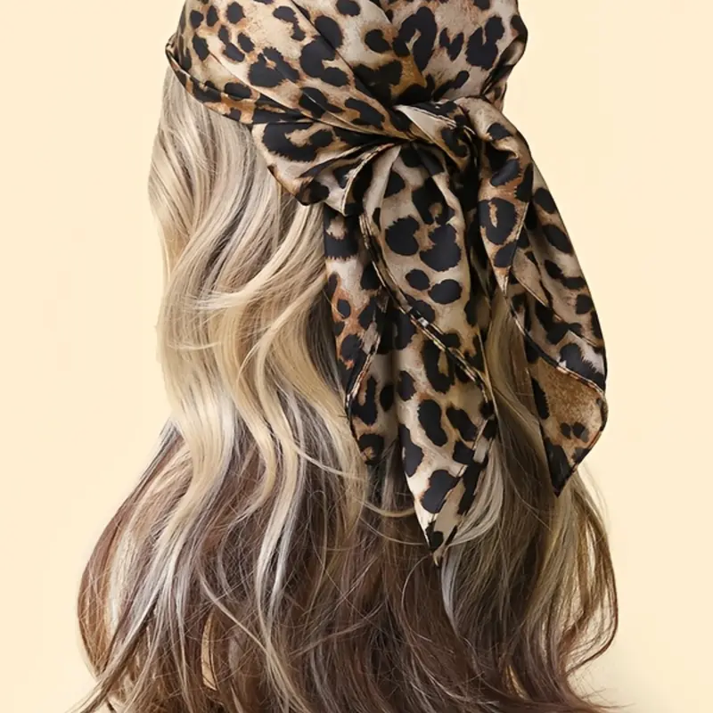Women's Classic Rust Leopard Print Lightweight Breathable Material Headscarf Shawl for All Seasons, Stylish & Versatile Accessory, Scarf for Hair