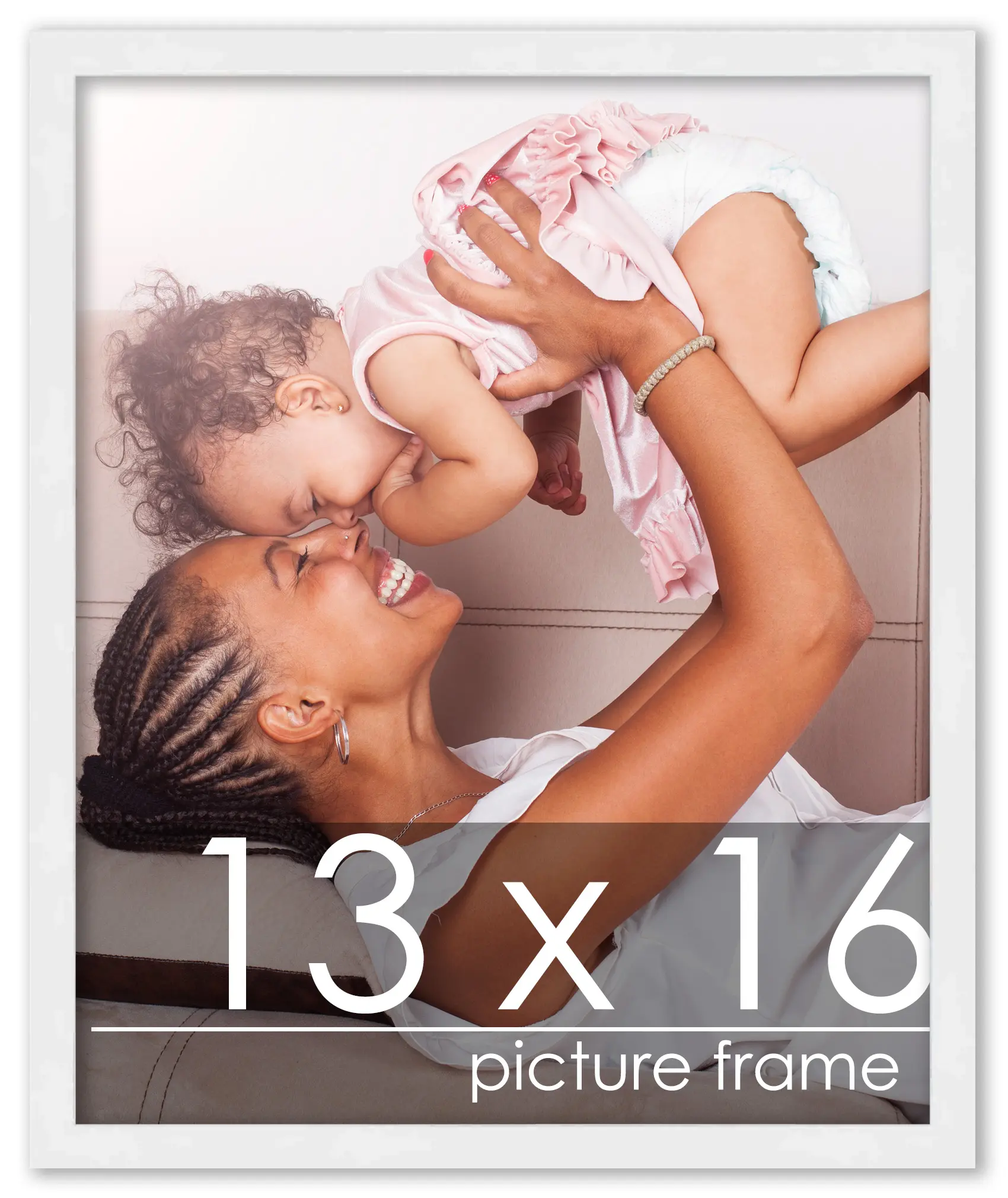 13x16 White Wood Picture Frame - UV Acrylic, Foam Board Backing, Hanging Hardware