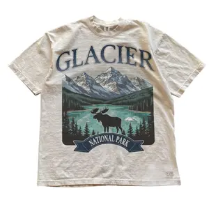 Glacier National Park Vintage T-Shirt, Retro Mountain Nature Tee, 90s Hiking Adventure Shirt,Outdoor Top-  Unisex S-3XL - Menswear & Womenswear - Streetwear Tops - Casual Cotton Crewneck Shortsleeve Tshirt