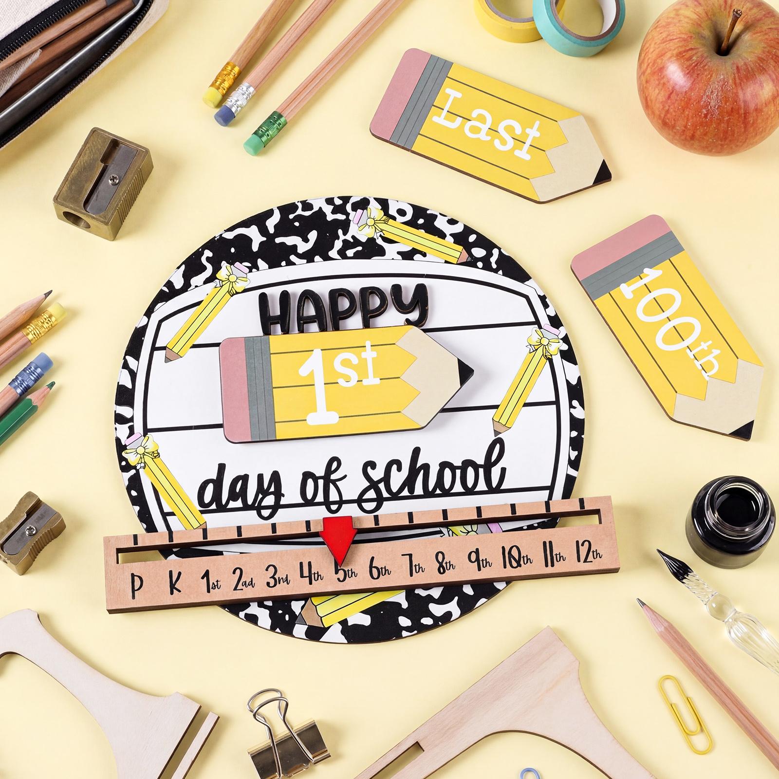 First & Last Day of School Sign Reusable Dry Erase 8" - Back to School Board Gifts Wooden Pencil Style, Cute Pencil Bow Notebook Design for Pre-K Kindergarten Photo Props First Day Last Day Traditions Teachers Parents Essentials Class of 2026 First & Last Day of School Sign Reusable Dry Erase 8" - Back to School Board Gifts Wooden Pencil Style, Cute Pencil Bow Notebook Design for Pre-K Kindergarten Photo Props First Day Last Day Traditions Teachers Parents Essentials Class of 2026