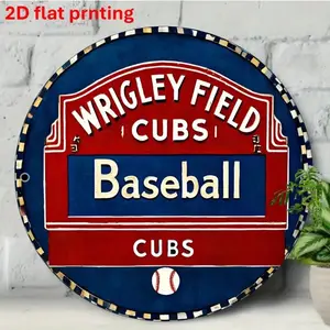 Vintage Chicago Cubs Aluminum Retro Metal Sign, Wrigley Field Classic Baseball Wall Art Decor 8x8 Inch for Sports Bar Man Cave Garage