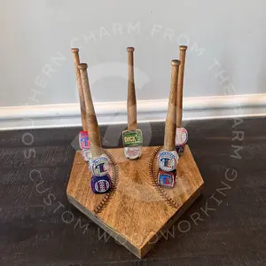 Custom engraved baseball or softball ring holder 5 bat option