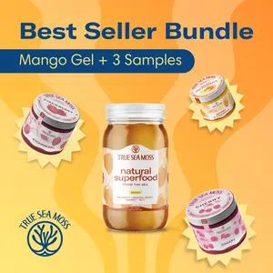 True Sea Moss Gel Bundle – Mango (Full Jar) + 3 Sample Jars – Rich in Essential Minerals & Vitamins – supports overall vitality