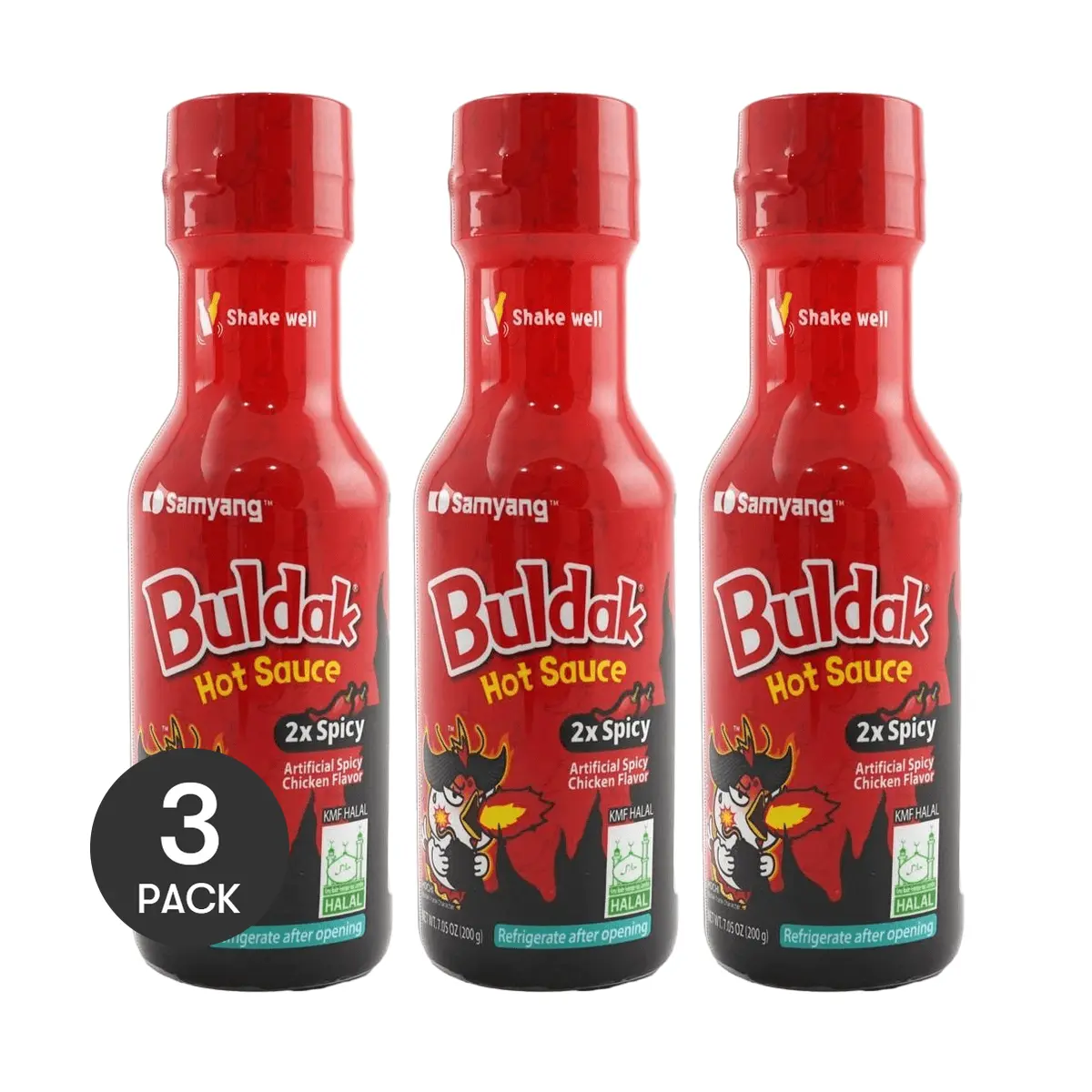 3-Pack SAMYANG Buldak Spicy Chicken Noodles Sauces - Double Spicy Korean Instant Hot Sauces (200g/Pack)
