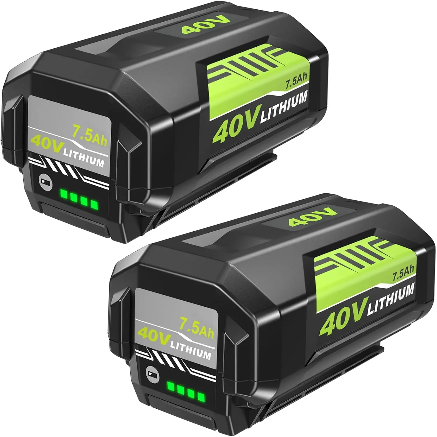 2-Pack Upgraded 7.5Ah 7500mAh Lithium-ion Replacement Batteries for Ryobi 40V (Green), Compatible with OP4075A, OP40602, OP40401, OP4026, OP40261, OP4050, OP40601, OP4030 Cordless Power Tools