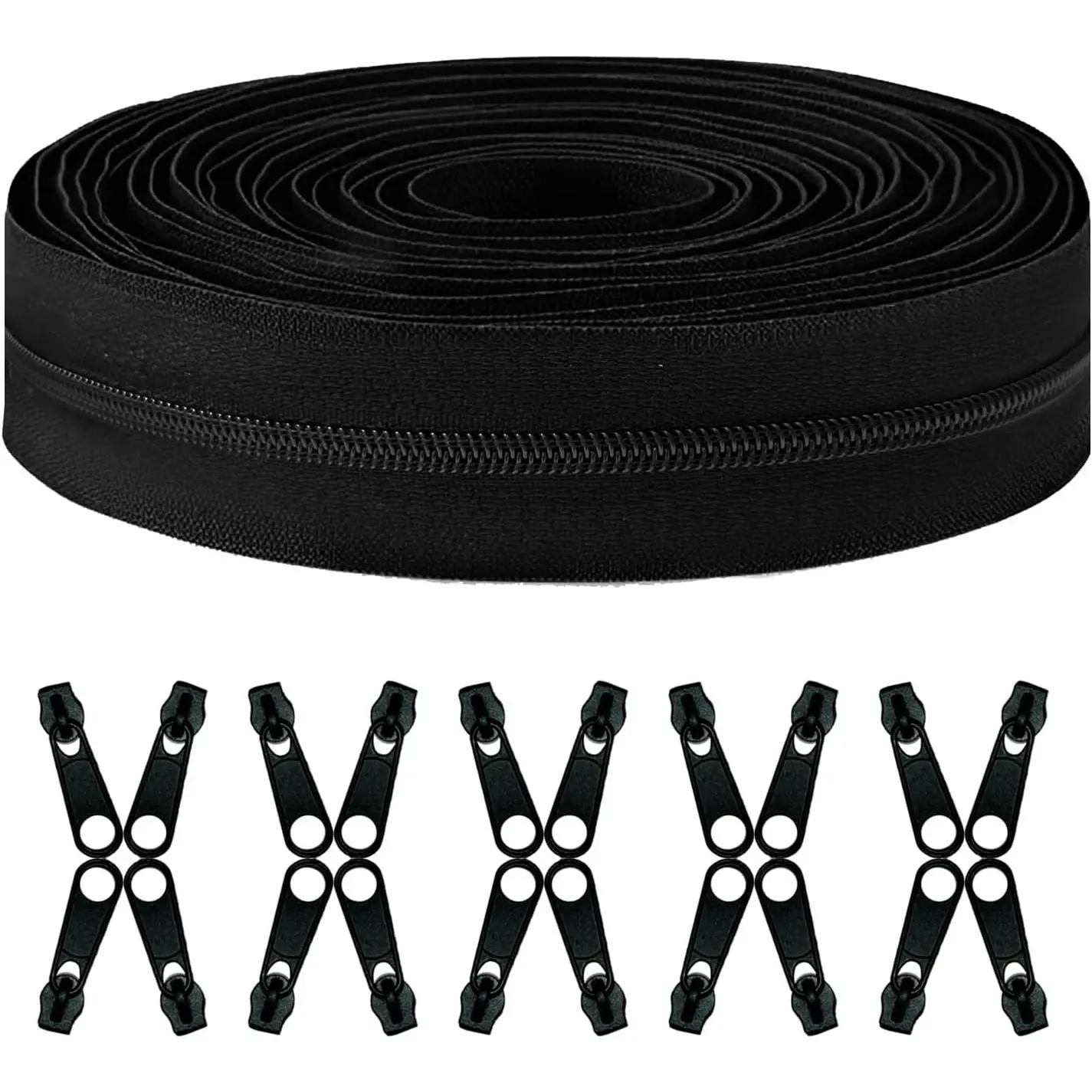 10 Yards 360 Inches Bulk Zippers,#10 Black Nylon Coil Zipper by The Yard with 20 count Replacement Sliders,Zippers for Sewing,DIY,Bags,Crafts,Jackets,Backpacks,Luggage,Tents &