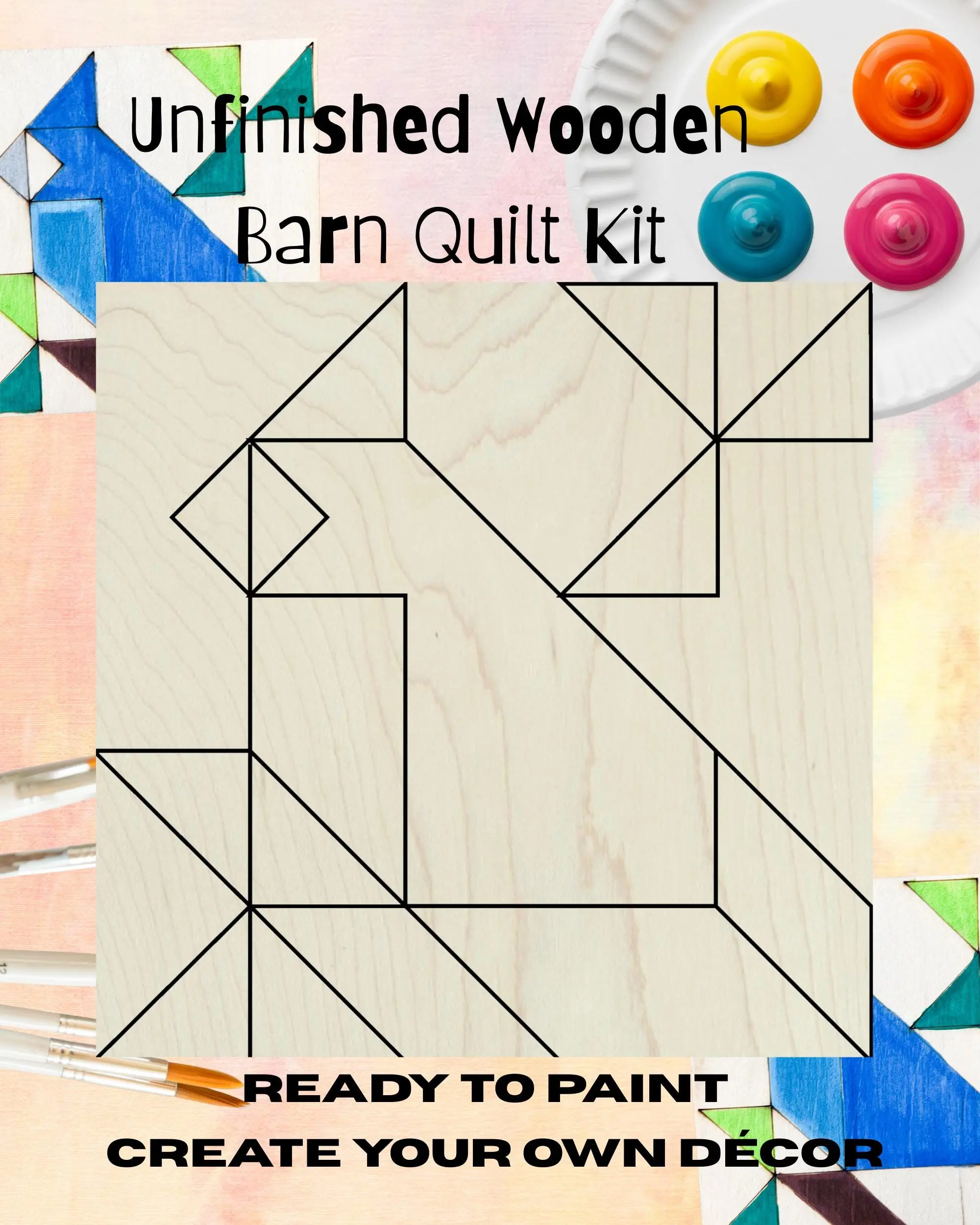 Cardinal Barn Quilt Block: Unfinished Bird Barn Quilting Wood DIY Craft Kit