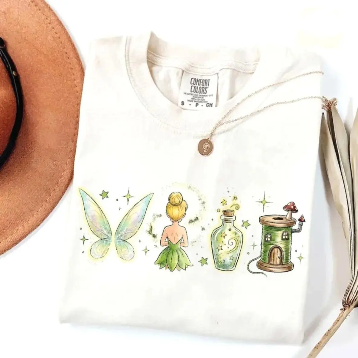 Comfort Colors Vintage Tinkerr Bell Shirt Neverland Fairy Tee Magic Kingdom Shirts Magical Vacation Tee Princess Shirt [Adult - Youth - Toddler Magic Kingdom], Magic Kingdom, Magic theme, WDW Family Match shirt