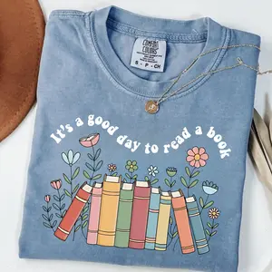 Comfort Colors “It’s a Good Day to Read a Book” Shirt – Floral Book Lover Tee, Teacher Gift, Back to School Outfit, Cozy Reading T-Shirt for Women