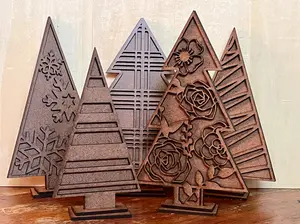 Standing Christmas Trees unpainted pressboard craft kit (set E)