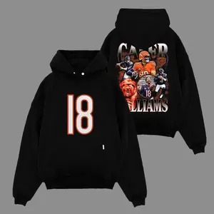 Caleb Williams - King Caleb #18 For Bears Nation Cotton Hoodie Sweatshirt T-Shirt (Made In US), King Caleb Fans Outfit, Bears Game Day Outfits, Gift For Football Fans, Football Graphic Hoodie