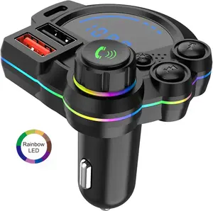 Bluetooth 5.3 FM Transmitter for car, car Bluetooth Adapter QC3.0 & PD20W, MP3 Music Player Supports TF Card & USB Disk, Wireless Radio Receiver Hands-Free Calling LED Display, black