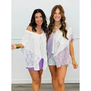 POL Crochet Lace Handkerchief Hem Top (Reg.)-2 Colors