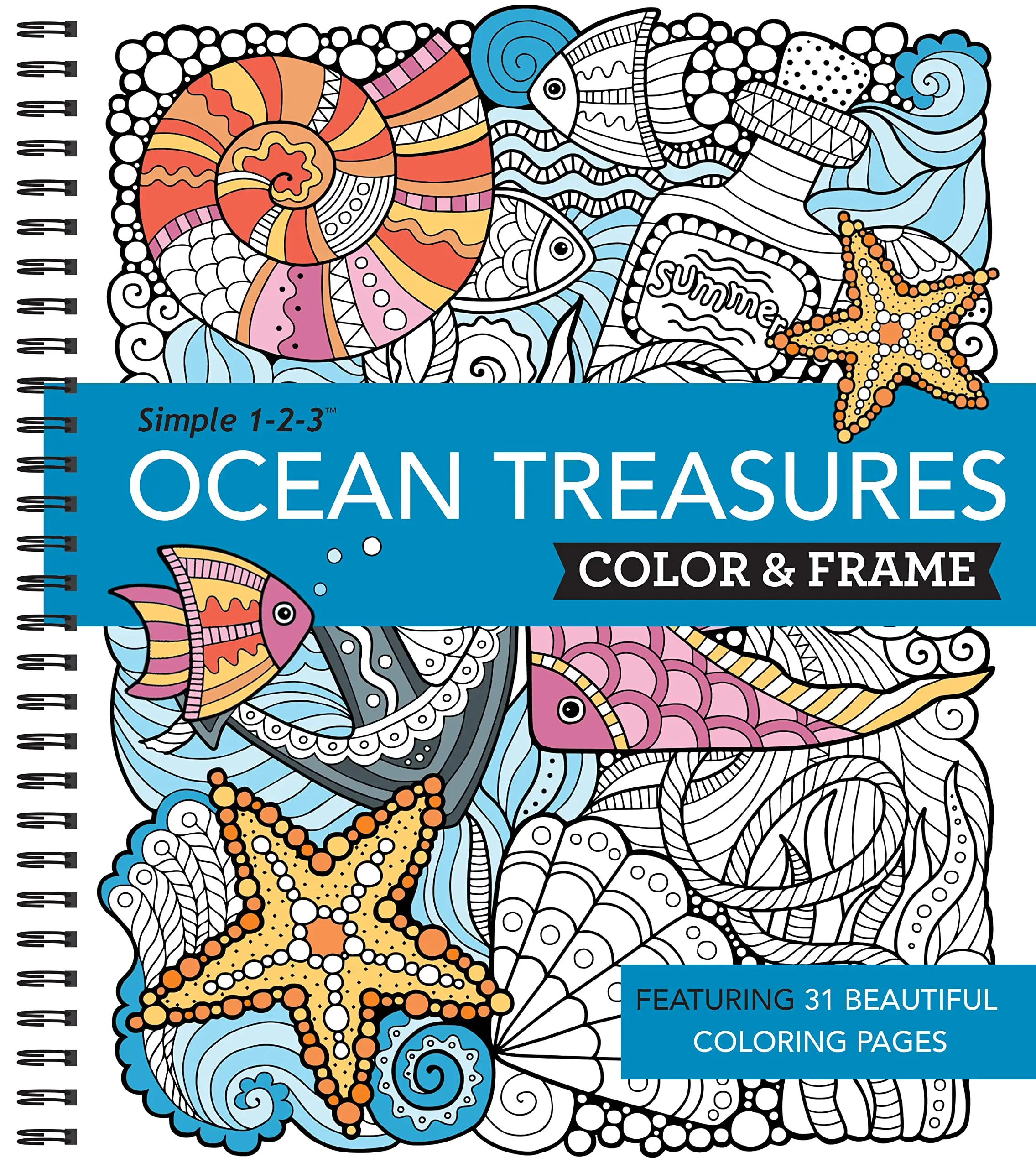 Color & Frame - Ocean Treasures (Adult Coloring Book) -- New Seasons - Spiral