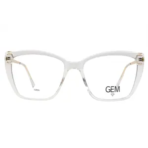 Gem Crystal Clear Gold Acetate Designer Eyeglasses -Wo