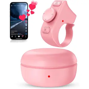 X-RTC06  Scrolling Ring Remote Control, Camera Shutter Remote, Wireless Bluetooth Scrolling Ring for iPhone, iPad, iOS, Android - Pink