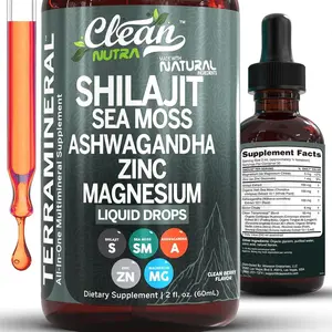 Clean Nutra Shilajit, Sea Moss, Ashwagandha, Zinc & Magnesium Liquid Vitamins for Women and Men - TerraMineral