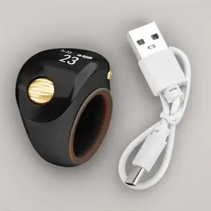 Smart Count Ring with Wheel Operation, Smart Vibration Reminder, Oled HD Screen, Type-C Waterproof Shockproof, Muslim Prayer Daily Use