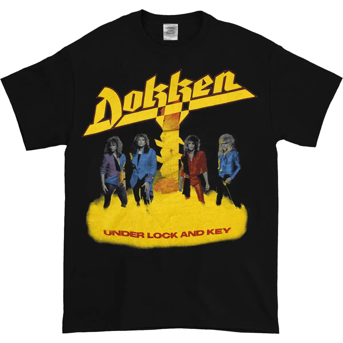 1985 Dokken Under Lock and Key Tour Black T-Shirt Double Sided Tee Collar Cotton
