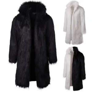 New Men's Jacket Hip Hop Faux Fur Large Size Long Coat