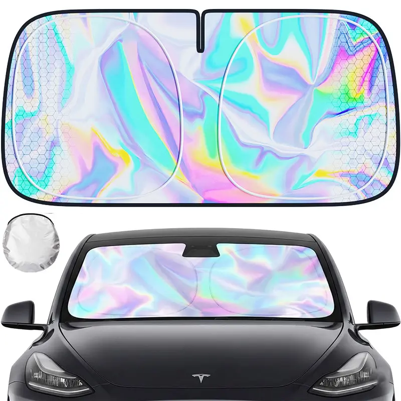 Portable Car Windshield Sun Shade - Durable Exterior Accessory, Reflective Heat Protection, Tool-Free Setup, Foldable Car Window Cover, Universal Fit, UV Blocking, Memory Steel, Father's Day Gift, Drape Over Windshield Design