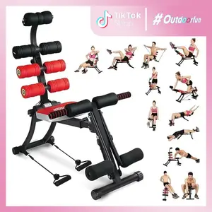 22 In 1 Ab Workout Equipment - Adjustable Ab Machine for Stomach Workout with Rowing Function, Sit Up Exercise Equipment for Home Workouts, Abdominal Trainer & Ab Lounge Exercise Chair, Portable Foldable and Detachable, OutdoorFun, Father's Day Gift