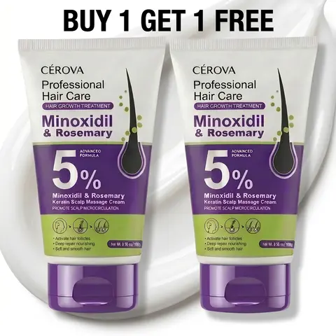 [Buy 1 Give 1] CEROVA 5% Minoxidil Foam Cream, Anti-Hair Loss Hair Therapy for Men & Women with Keto, Ginger Root Extract, Keratin Nourishing Essence, Rosemary Scalp Care for Fast Regrowth, Nourishing Hair Loss Products