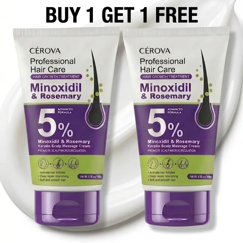 [Buy 1 Give 1] CEROVA 5% Minoxidil Foam Cream, Anti-Hair Loss Hair Therapy for Men & Women with Keto, Ginger Root Extract, Keratin Nourishing Essence, Rosemary Scalp Care for Fast Regrowth, Nourishing Hair Loss Products