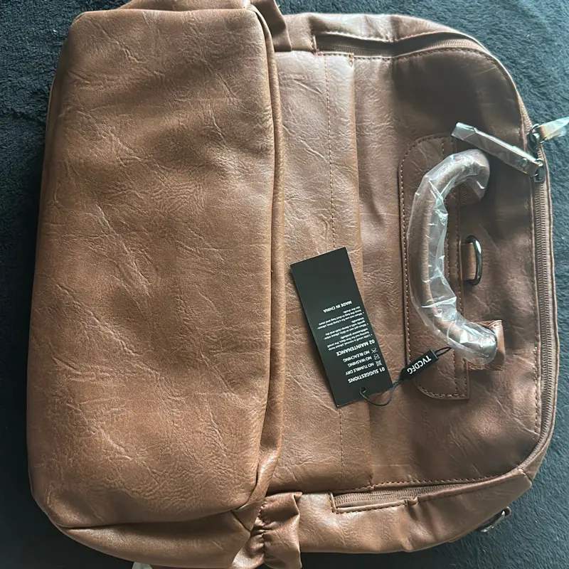 TVCDFG Vintage Brown Faux Leather Laptop Briefcase Messenger Bag – Fits up to 15.6” Laptop – New with Tags