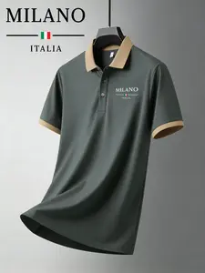 1 piece coffee polo shirt, Casual, standard sizing for a comfortable feel with a print design style, 100% polyester, comfortable to wear, true to size, suitable for daily outings, outdoor activities, and business gatherings