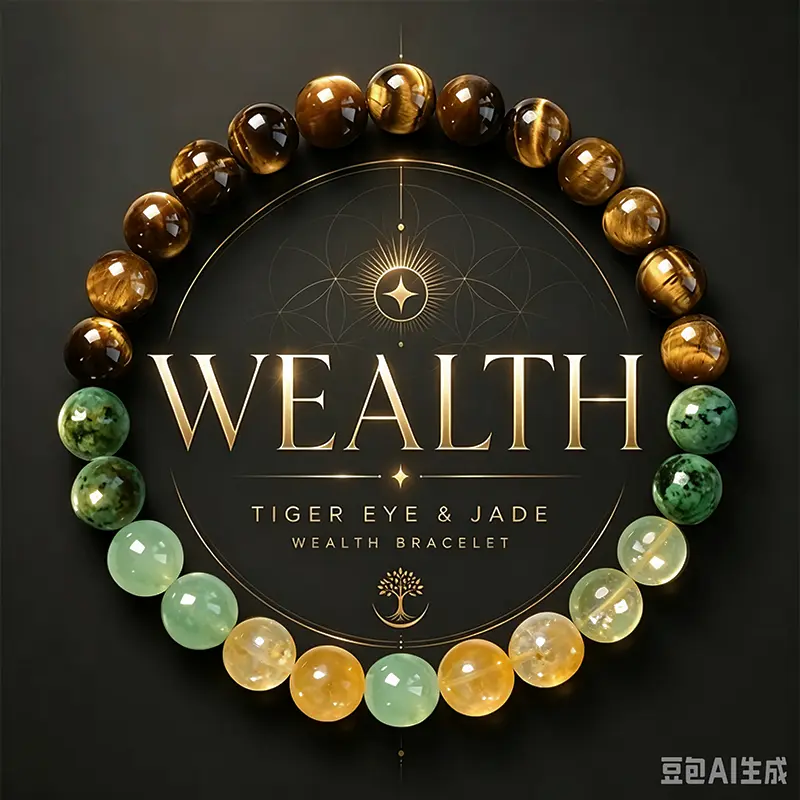 KROAFA wealth bracelet featuring natural Dongling jade stone, yellow quartz, green quartz, and tiger’s eye—a lucky bracelet that attracts wealth, prosperity, and abundance; a blue friendship beaded protective bracelet, ideal as a gift.