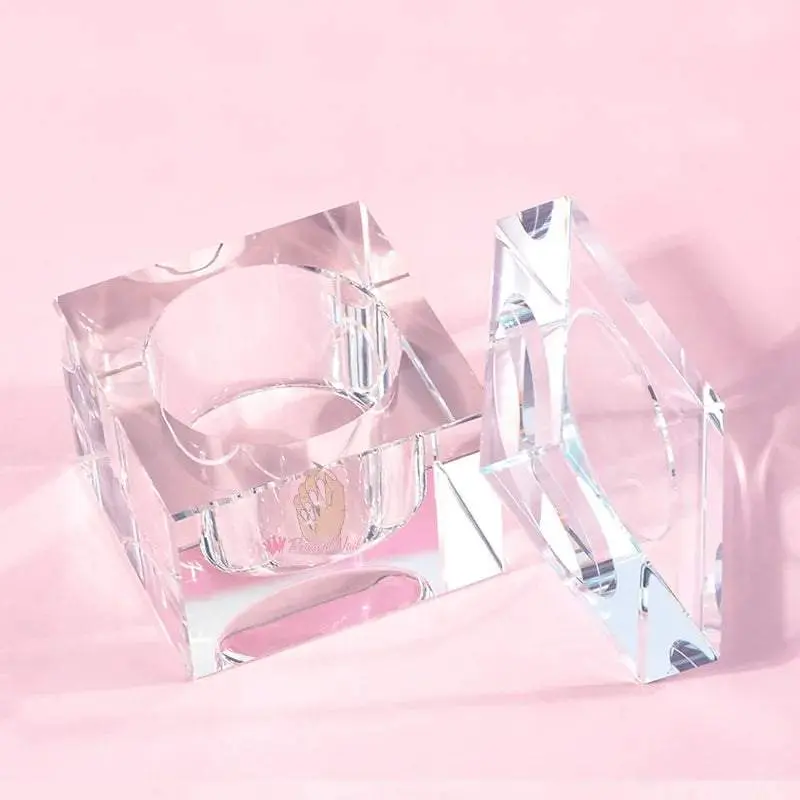 Square Glass Nail Monomer Liquid Dappen Dish with Cap for Acrylic Powder Crystal Cup Bowl Holder Container Manicure Too