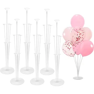 6 Sets Balloon Sticks with Base for Table Balloon Stand Kit Balloon Stands with Base for Floor Balloon Arch Stand with Base Balloon Stands for Table Baby Shower Birthday Wedding Party Decorations