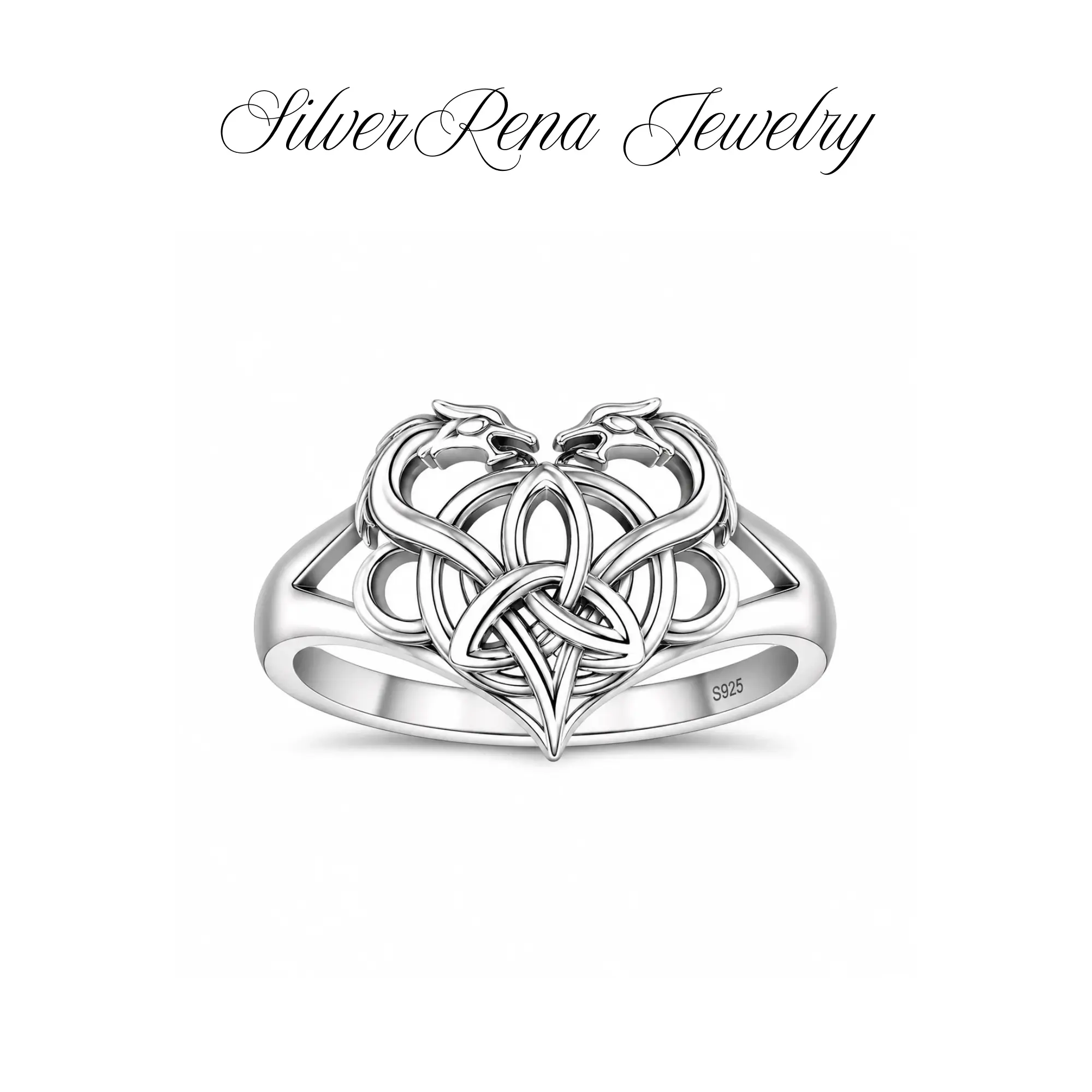 Women's 925 Sterling Silver Celtic Knotwork Ring - Vintage Interwoven Filigree Band, Intricate Openwork Boho Style Piece for Female Wear, Elegant Silver Stacking Ring Stack Jewelry Gift