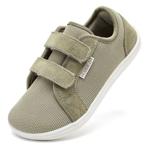 HOBIBEAR Kids' Barefoot Minimalist Sneakers Shoes - 0-Drop, 1cm or Less Flat Heel, Wide Width, Wide Toe Box, Velcro, Nonslip Rubber Sole, Casual Trainers for Boys & Girls (Play, Outdoor Use)