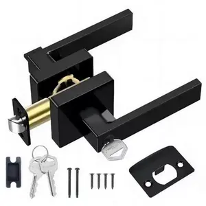 Fashionable Door Handle Lock Set, Universal Square Indoor Design, 45-Degree Rotation, Easy Installation, 3 Keys Included, Suitable for Office & Home