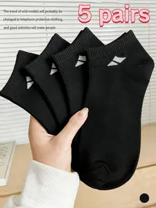 Women's Short Socks Set (5 Pairs), Soft Breathable Sweat-Absorbing Low-Cut Activewear Athletic Sports Casual Minimalist Fit Boat Socks, Unisex Design