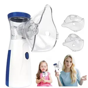 Portable Nebulizer for Adults & Kids Handheld Mesh Design – Ultrasonic Rechargeable Nebulizer with Battery Included for Travel & Home Use (Blue & White) with Skin Care Glow