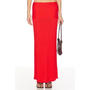 Lovers and Friends Shania Pointelle Maxi Skirt in Tomato