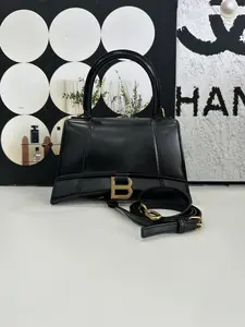 Pre-owned Balenciaga Hourglass XS Bag – Black Croc Embossed – Gold Hardware – Date Code 1000